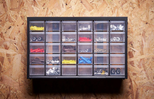 Organizer stojący z 30 szufladami do przechowywania narzędzi i drobnych akcesoriów w warsztacie| 1-93-980