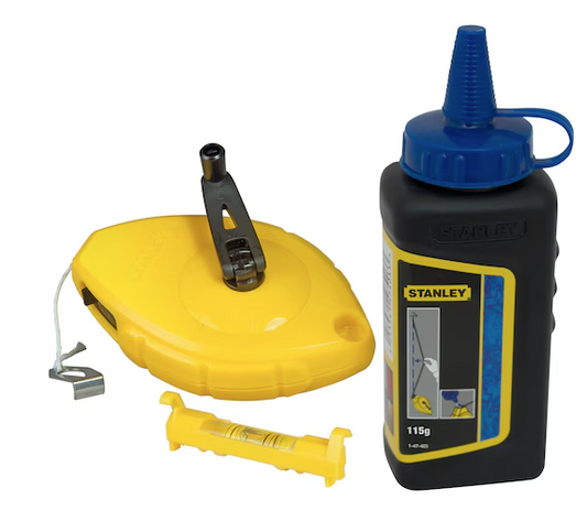 Zestaw do trasowania: sznur traserski, kreda i poziomica sznurkowa  | 0-47-443