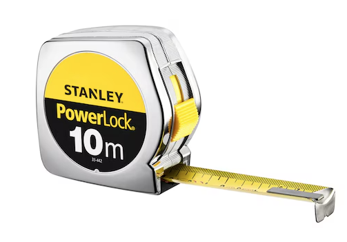 Miara stalowa POWERLOCK 10 m x 25 mm z obudową chromowaną – trwałe i precyzyjne narzędzie pomiarowe | 1-33-442