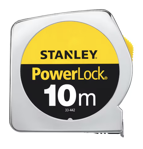 Miara stalowa POWERLOCK 10 m x 25 mm z obudową chromowaną – trwałe i precyzyjne narzędzie pomiarowe | 1-33-442