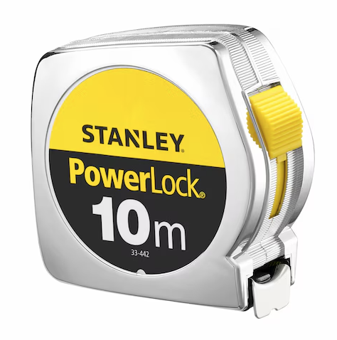 Miara stalowa POWERLOCK 10 m x 25 mm z obudową chromowaną – trwałe i precyzyjne narzędzie pomiarowe | 1-33-442