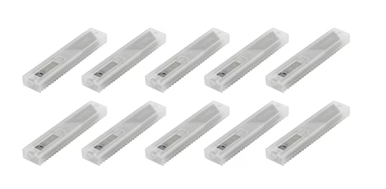 Ostrza łamane 18 mm, zestaw 10 opakowań po 10 sztuk do noży | 1-11-301