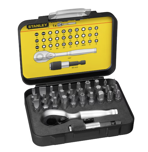 Zestaw 32 końcówek 1/4" z grzechotką do wkręcania i prac montażowych w domu i warsztacie| 1-13-904