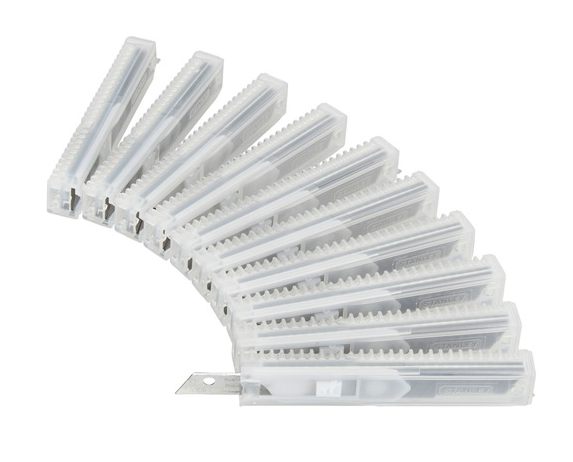 Ostrza łamane 9 mm, zestaw 10 opakowań po 10 sztuk do noży | 1-11-300