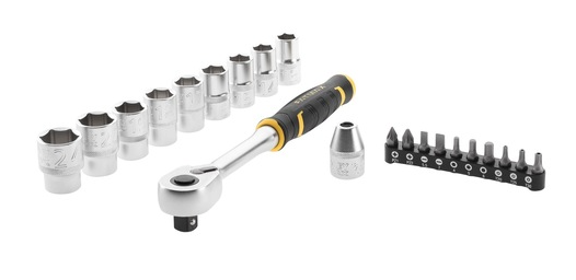 Zestaw z grzechotką 1/2" z nasadkami i bitami ułatwiający precyzyjne wkręcanie | FMMT82681-0