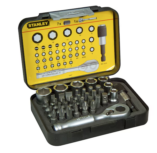 Zestaw 39 końcówek 1/4" z grzechotką, uniwersalny i wytrzymały do precyzyjnego montażu | 1-13-906