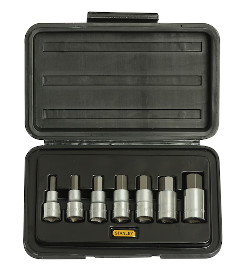 Zestaw nasadek 1/2" z końcówką sześciokątną, 7 sztuk, wytrzymały do prac warsztatowych | 1-89-099