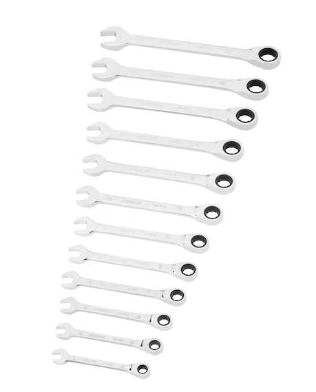 Zestaw 12 kluczy płasko-oczkowych z grzechotką, wytrzymały do napraw i montażu | STMT82847-0