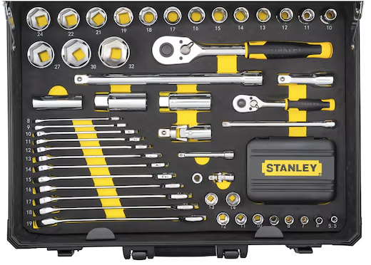 Zestaw narzędzi Stanley 142 sztuki, kompletny i wytrzymały do pracy w warsztacie i domu | STMT98109-1