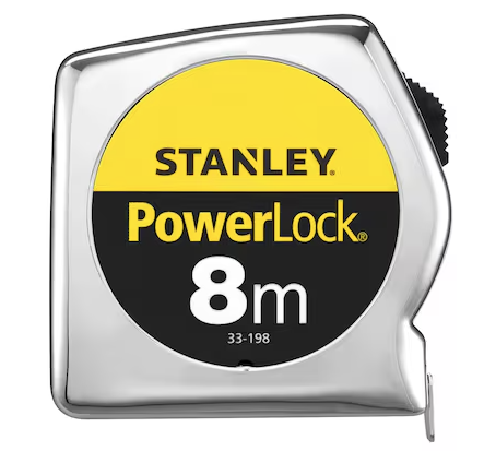 Miara stalowa Powerlock 8 m x 25 mm z chromowaną powłoką do precyzyjnego mierzenia | 1-33-198