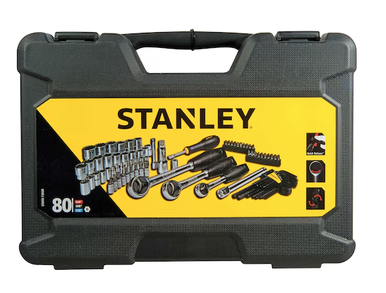 Zestaw nasadek Stanley 80 elementów 1/4, 3/8 i 1/2 cala, kompletny do prac warsztatowych | STHT0-73930