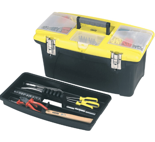 Skrzynka narzędziowa JUMBO 19" z organizerem do przechowywania narzędzi i akcesoriów | 1-92-906P