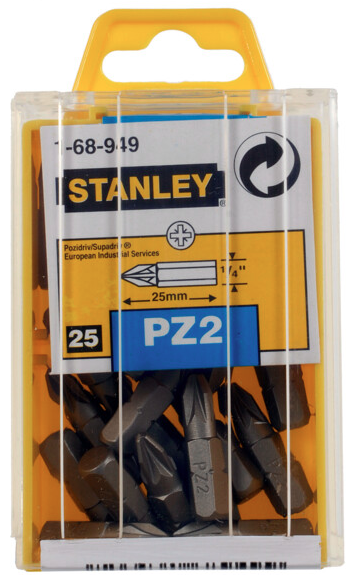 KOŃCÓWKA BIT PZ2 25MM 1/4 ZESTAW 25 SZT PZ2X25 | 1-68-949