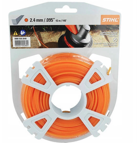 Żyłka kwadratowa STIHL 2,4 mm 41 m pomarańczowa do podkaszarki wytrzymała i łatwa w użyciu | 0000-930-2640