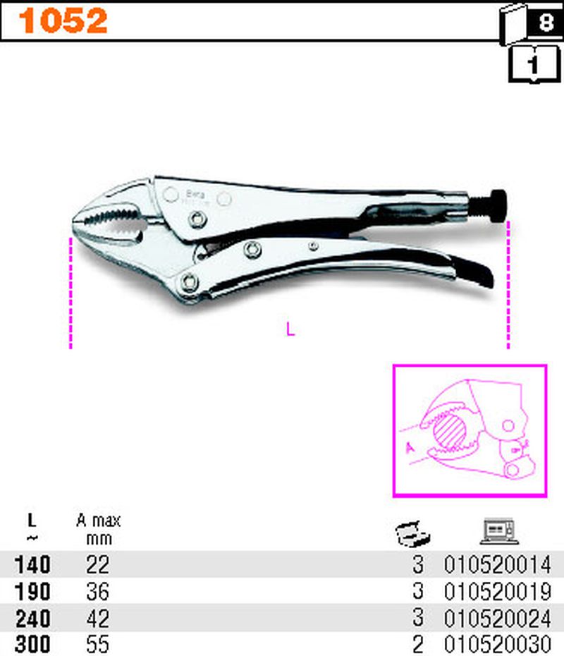 Szczypce nastawne samoblokujące Morse'a 190mm | 1052/190 - Centrum Techniczne Gałązka