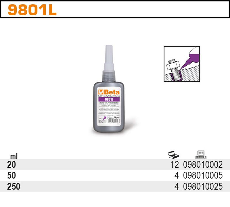 Klej do gwintów o małej sile łączenia 20ml | 9801L/20B - Centrum Techniczne Gałązka