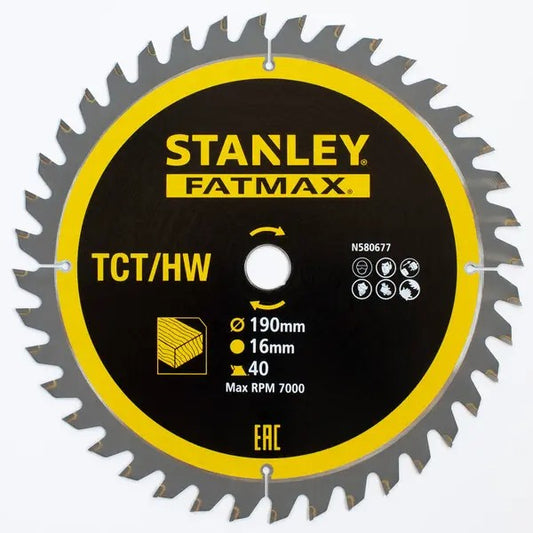 Tarcza do pilarki Stanley FatMax 160x16 mm, 40T do precyzyjnego cięcia drewna | STA13365-XJ