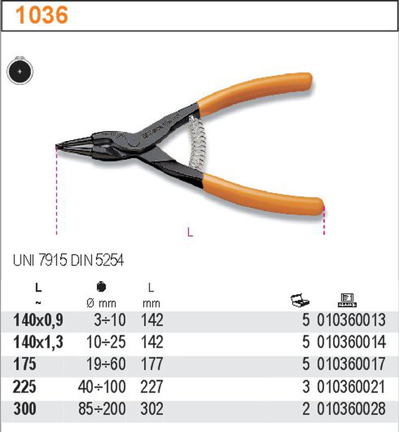 Szczypce do pierścieni zewnętrznych segera 140x0,9mm proste | 1036/140X0.9 - Centrum Techniczne Gałązka