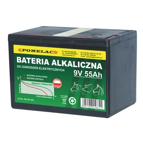 Bateria alkaiczna do ogrodzeń elektrycznych pastuch 9V 55Ah | 201-031-001