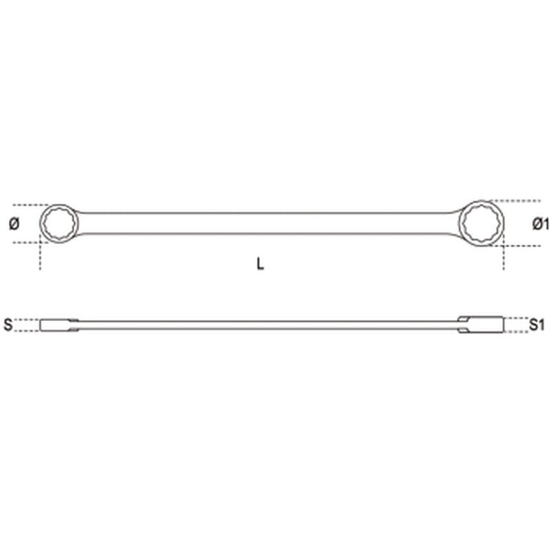 Klucz oczkowy prosty dwustronny długi 12x14mm | 88/12X14