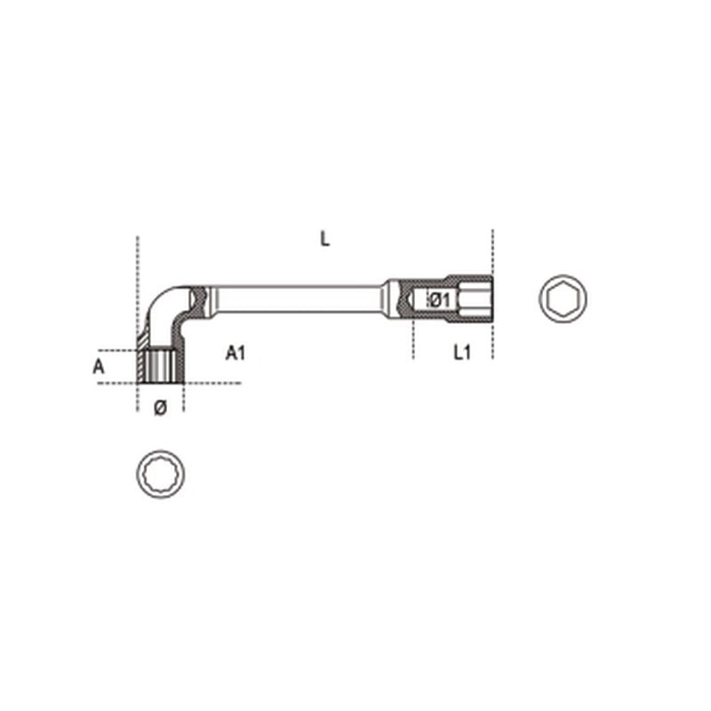 Klucz nasadowy kątowy 12/6-kąt.dwustr. 10x10mm | 937/10