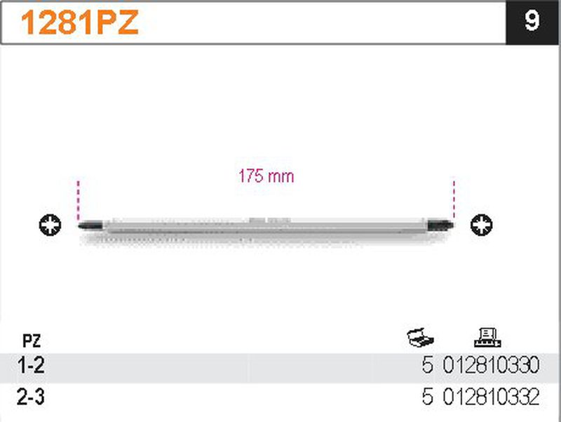 Grot dwustronny krzyżowy POZIDRIV PZ2-PZ3 | 1281PZ/2-3 - Centrum Techniczne Gałązka