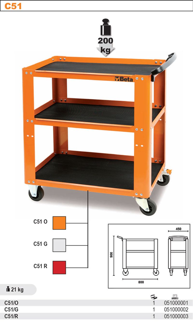 Wózek narzędziowy pomarańczowy z półkami | 5100/C51O - Centrum Techniczne Gałązka