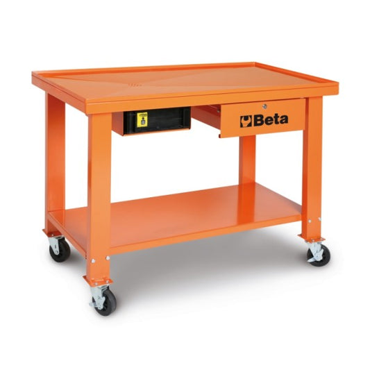 Stół warsztatowy ruchomy do skrzyń biegów i przekładni, z odprowadzaniem płynów pomarańczowy | 5200/CB52-O