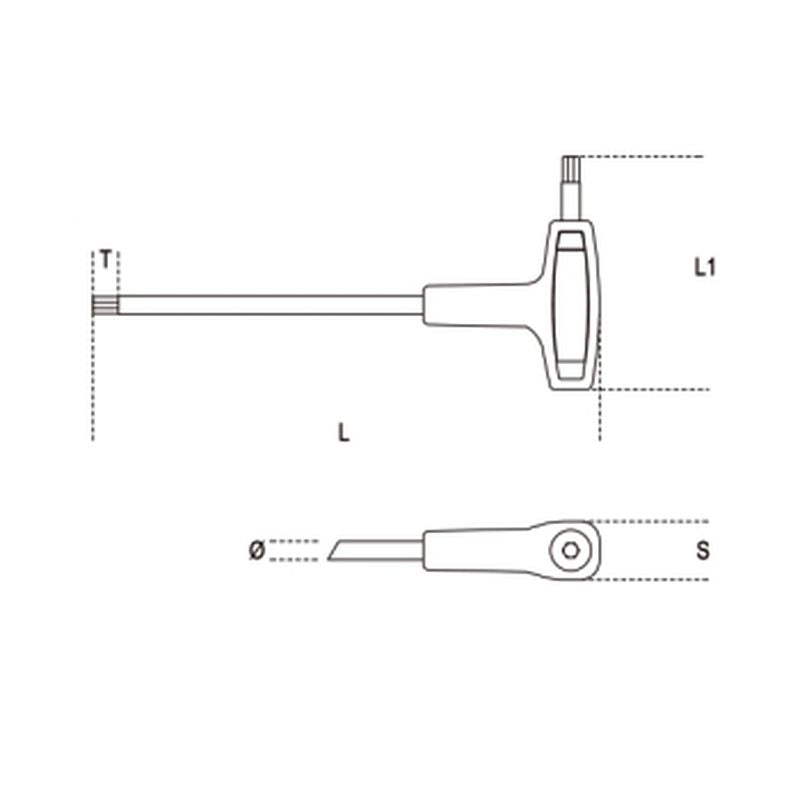 Komplet 6 kluczy trzpieniowych kątowych z rękojeścią, profil Torx® | 97TTX/S6