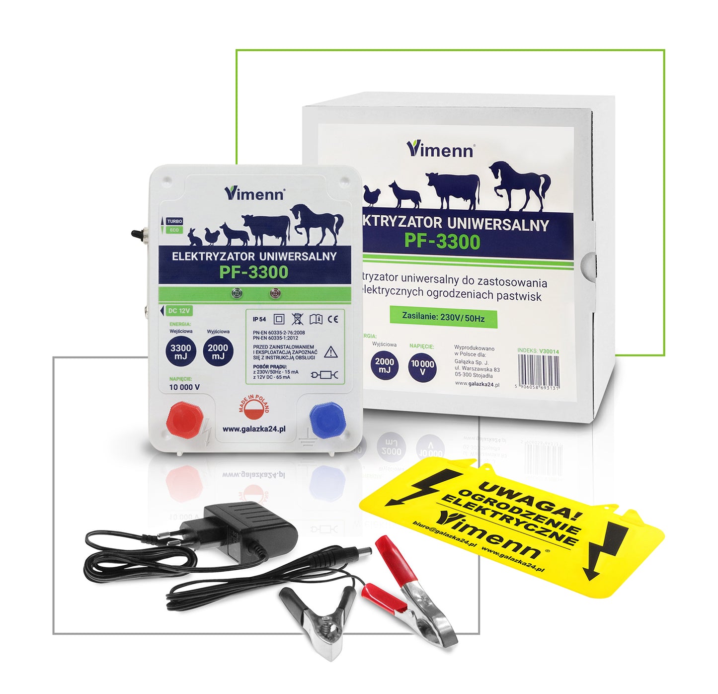 MOCNY ELEKTRYZATOR PASTUCHA UNIWERSALNY 12V 230 V PF-3300 VIMENN | V30014