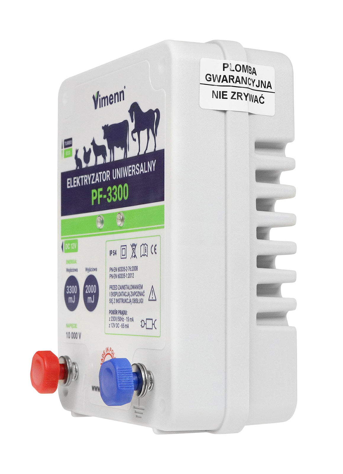 Mocny elektryzator sieciowy PF-3300 w zestawie z drutem, palikami i zaciskami VIMENN