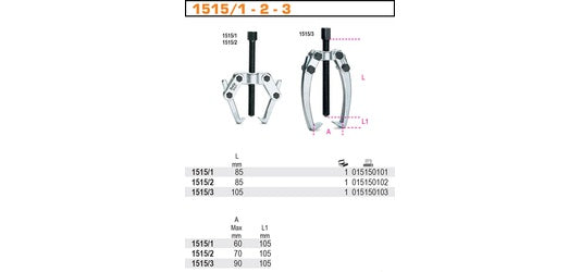 Ściągacz dwuramienny z ramionami wahliwymi 70mm  | 1515/2 - Centrum Techniczne Gałązka