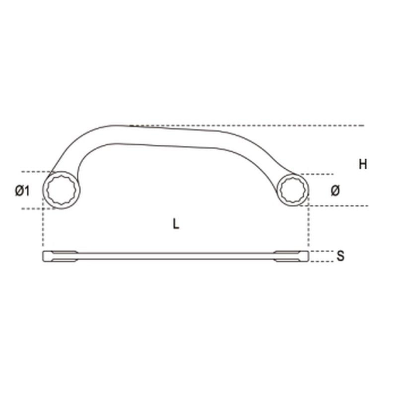 Klucz oczkowy dwustronny wygięty 10x12mm | 83/10X12