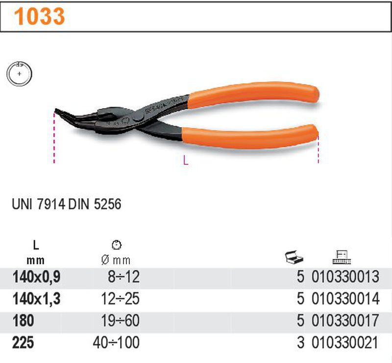 Szczypce do pierścieni wewnętrznych segera 140x0,9mm odgięte o 45° | 1033/140X0.9 - Centrum Techniczne Gałązka