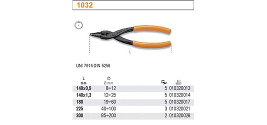 Szczypce do pierścieni wewnętrznych segera 140x0,9mm proste | 1032/140X0.9 - Centrum Techniczne Gałązka