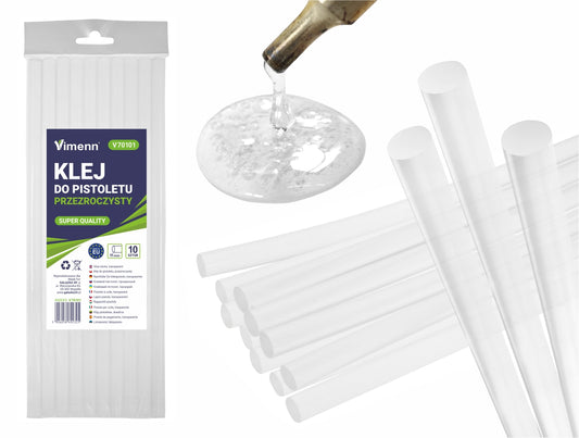 KLEJ DO PISTOLETU NA GORĄCO MOCNY BEZBARWNY TERMOTOPLIWY 11mm 30cm - 10szt. | V70101