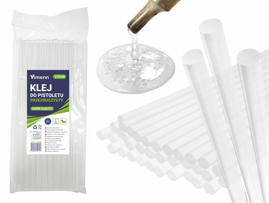 KLEJ DO PISTOLETU NA GORĄCO MOCNY BEZBARWNY TERMOTOPLIWY 11mm 30cm - 1kg. | V70100