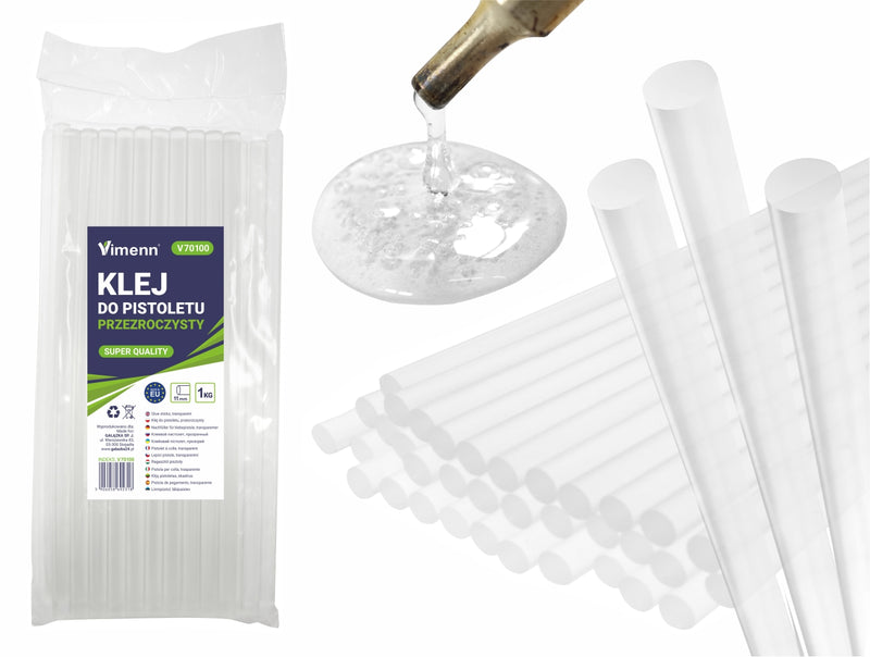 KLEJ DO PISTOLETU NA GORĄCO MOCNY BEZBARWNY TERMOTOPLIWY 11mm 30cm - 1kg. | V70100