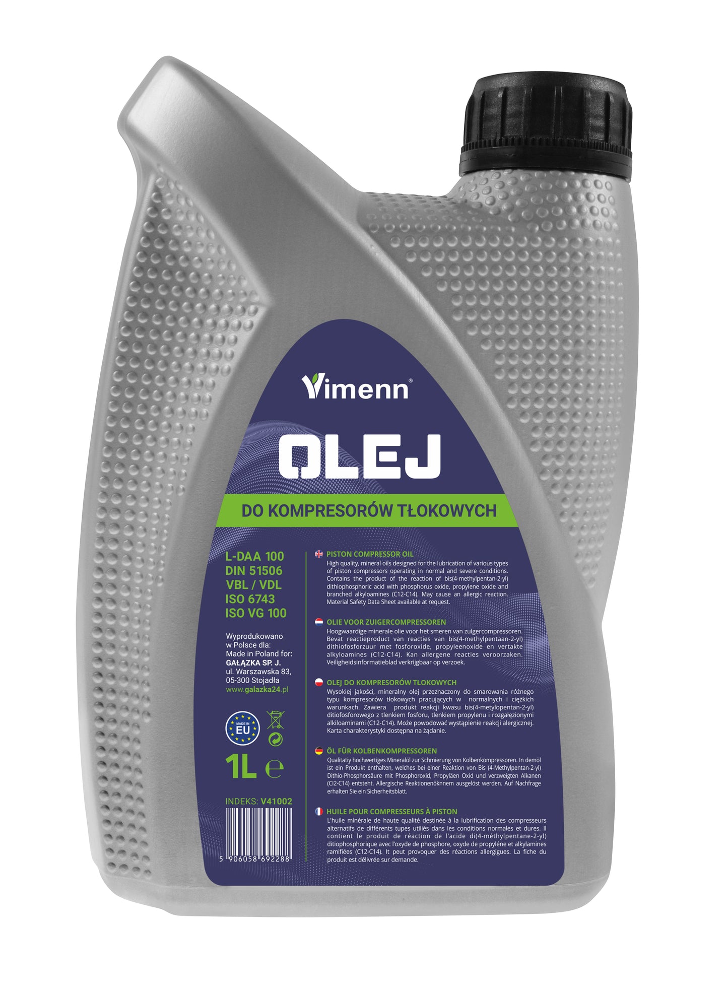 OLEJ DO KOMPRESORÓW SPRĘŻAREK TŁOKOWYCH MINERALNY VDL L-DAA 100 1L | V41002