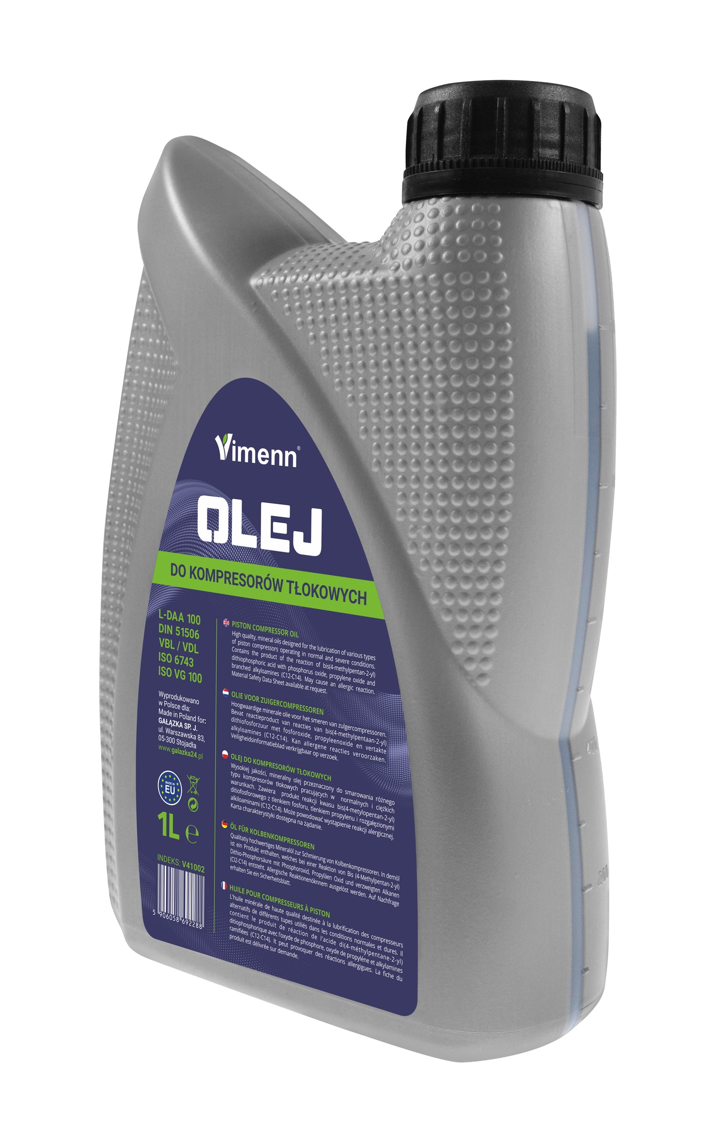 OLEJ DO KOMPRESORÓW SPRĘŻAREK TŁOKOWYCH MINERALNY VDL L-DAA 100 1L | V41002