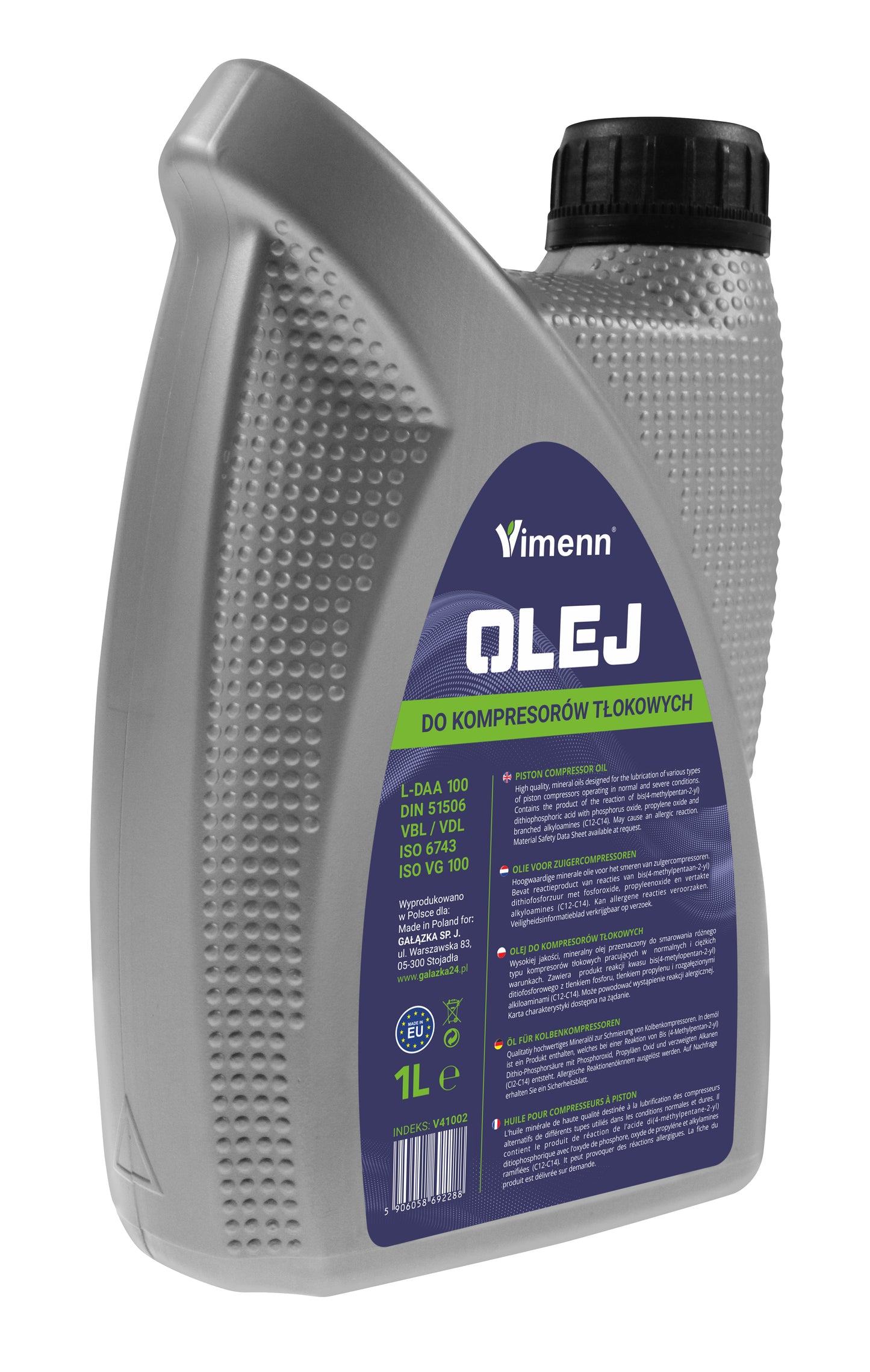 OLEJ DO KOMPRESORÓW SPRĘŻAREK TŁOKOWYCH MINERALNY VDL L-DAA 100 1L | V41002