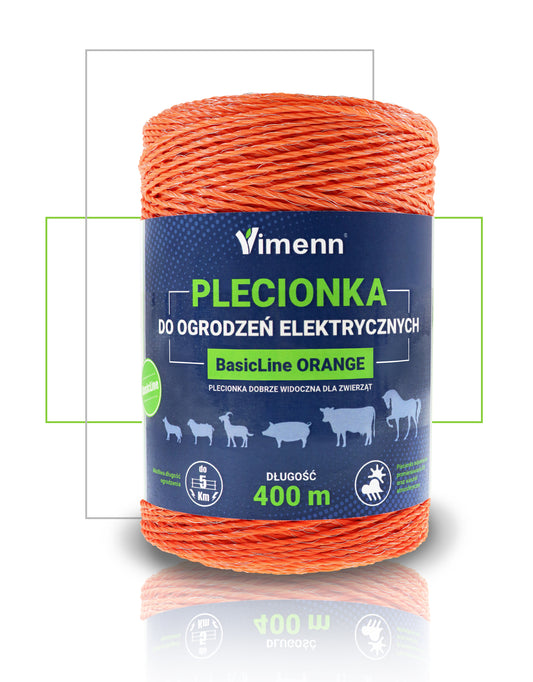 PLECIONKA OGRODZENIOWA LINKA DRUT SPLOTKA PASTUCHA POMARAŃCZOWA 400m | V30008