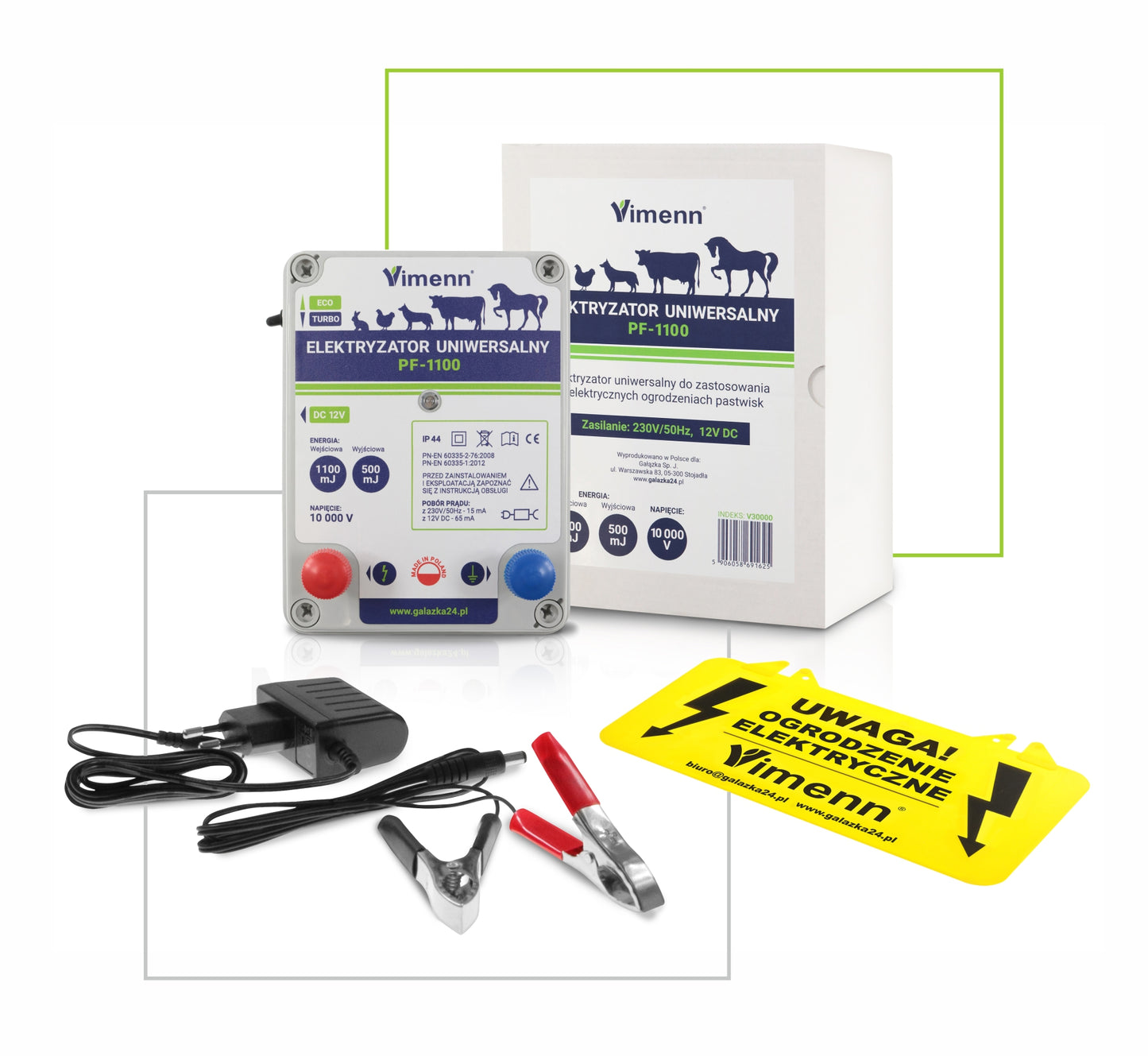 ELEKTRYZATOR PASTUCH ELEKTRYCZNY UNIWERSALNY 12V + ZASILACZ | V30000