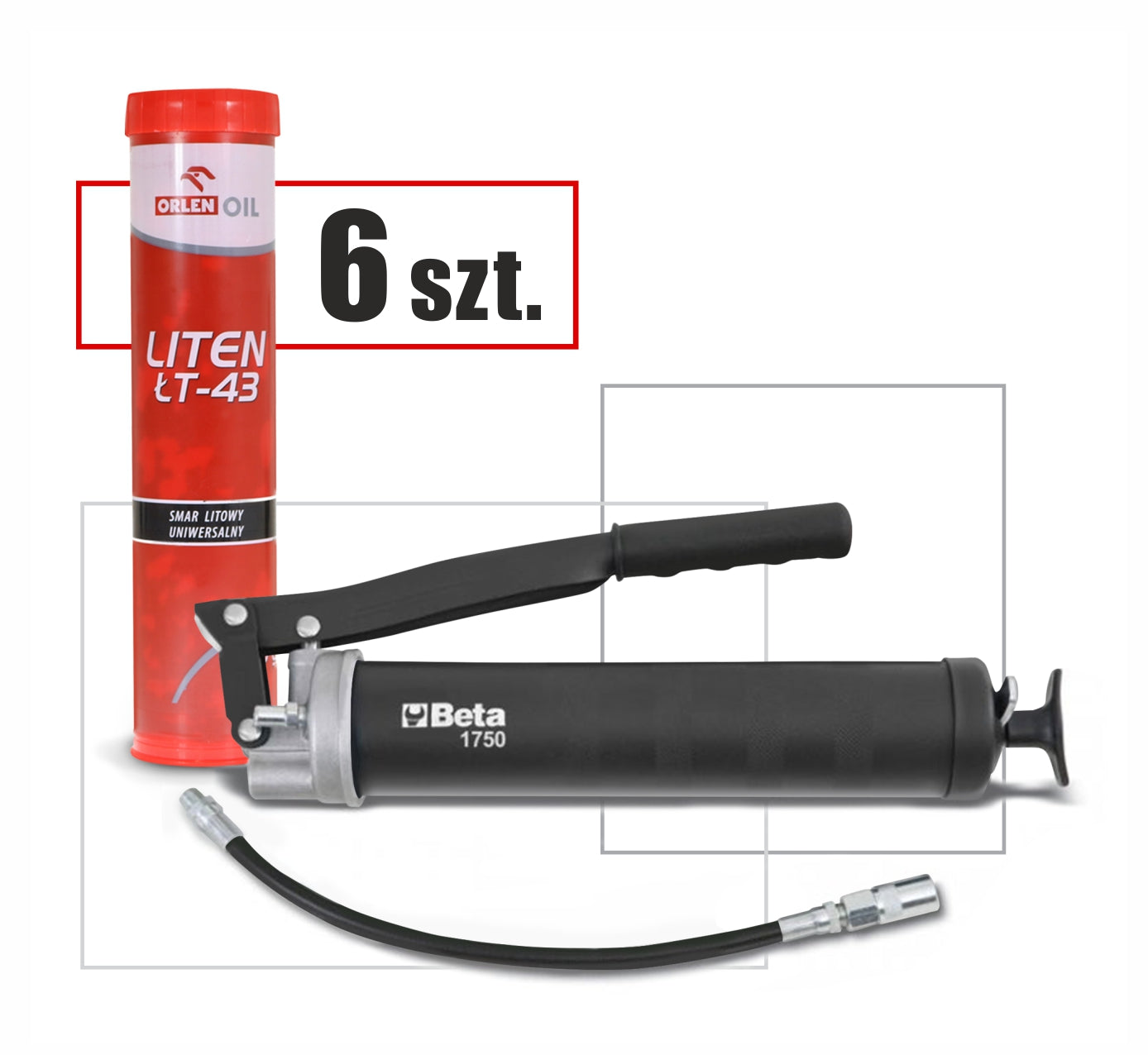 Zestaw Smarownica 1750/500 + 6szt. ŁT-43 kartusz | 333/12
