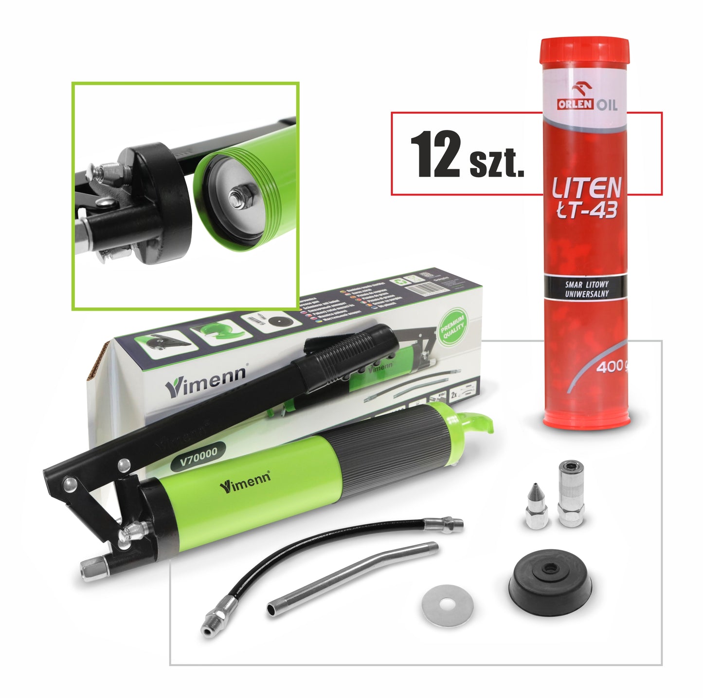SMAROWNICA RĘCZNA 500ML NA KARTUSZE + SMAR LITEN ŁT-43 12SZT. | 313/3